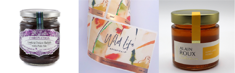 Jam Jar labels, Alain Roux honey labels and Drinks labels