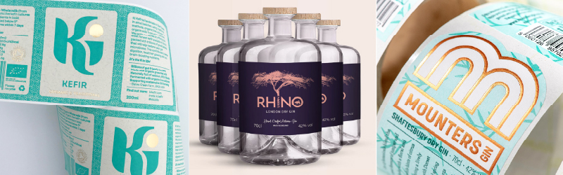 drinks labels gin and kefir